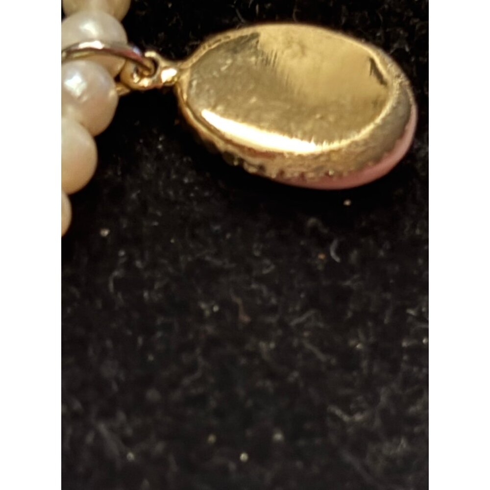 Vintage Freshwater Pearl Necklace Pink Shell Cameo Pendant Youth/Small Communion - Picture 14 of 16